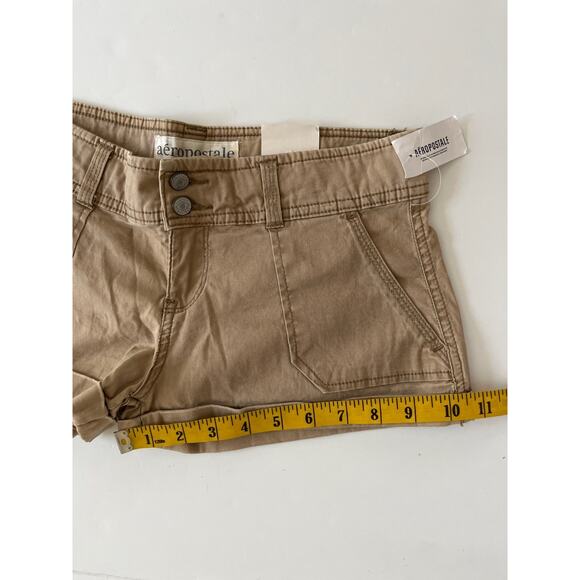 Aeropostale Khaki Low Rise Stretch Shorts Women 1/2 Flap Pockets Country - Picture 8 of 10